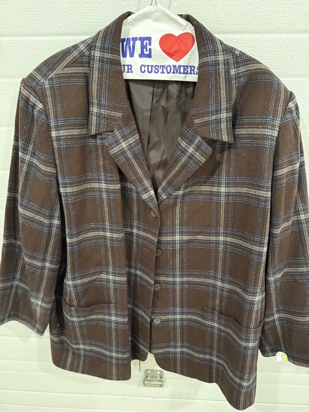Lane Bryant Brown Plaid Blazer with Blue & Cream Checks